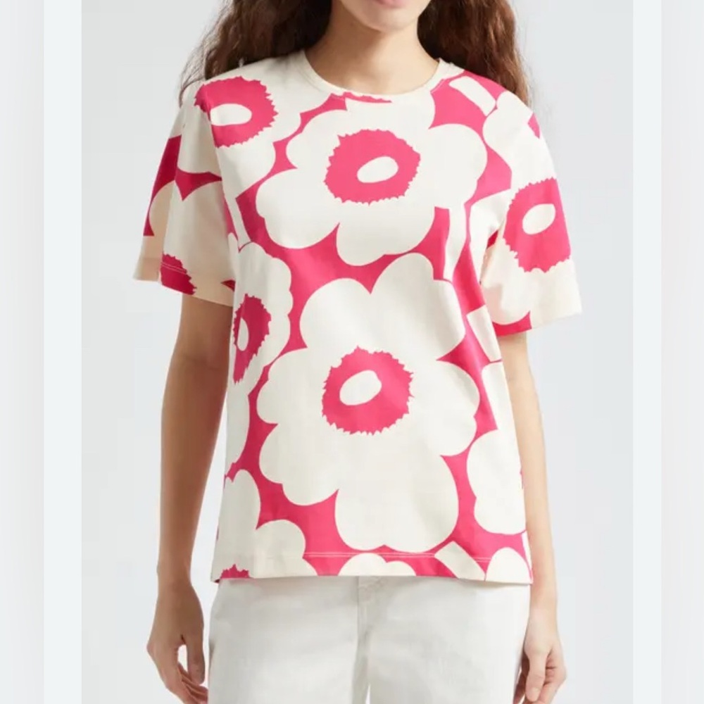Marimekko Floral pink and Cream Shirt
